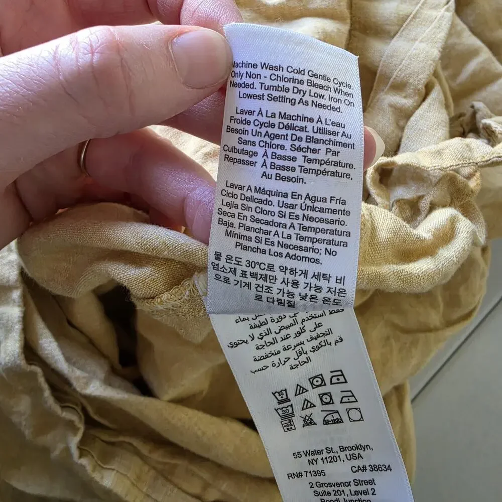West Elm 100% Linen Duvet Cover KING 92x108 Oat Straw Mustard Yellow Bedding